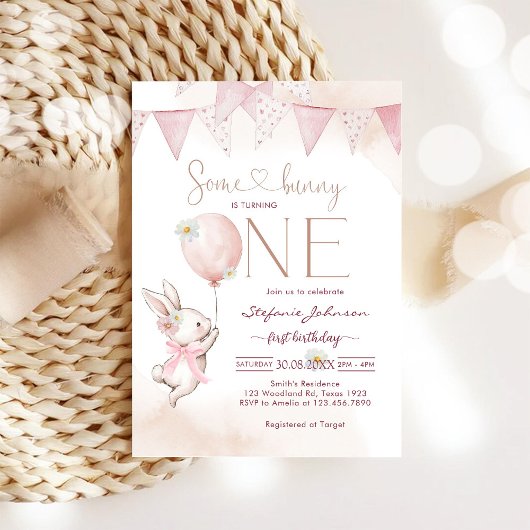 Some Bunny First 1st Birthday Invitation