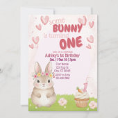 Some Bunny First Birthday, Pink Invitation (Devant)