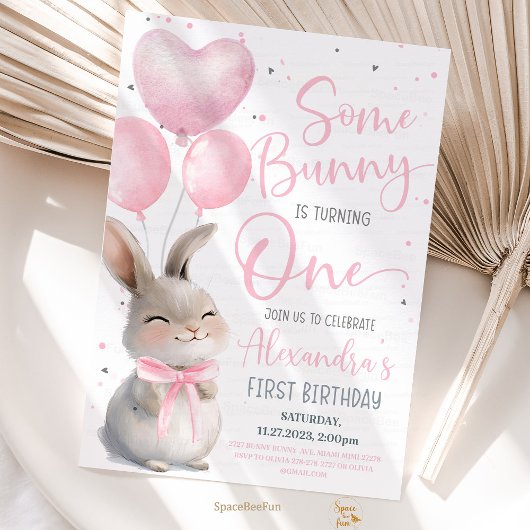 Some Bunny is een Bow Bunny 1st Birthda Kaart