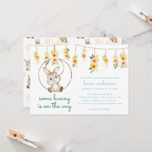 Some Bunny Is On The Way Boho Konijn Baby Shower Kaart