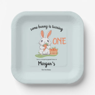Some Bunny is One Boys Girls 1st Birthday Papieren Bordje
