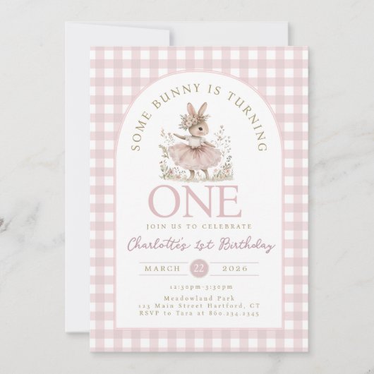 Some BUNNY is ONE First Birthday Invitation (Devant)