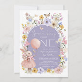 Some Bunny is ONE Girl Birthday Invitation (Devant)