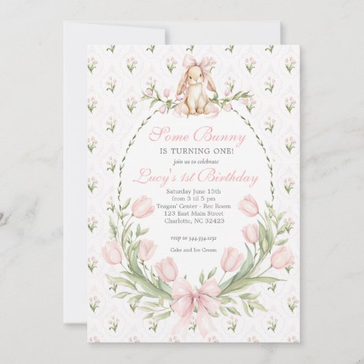 Some Bunny is One Invitation, Bunny Birthday Kaart (Voorkant)