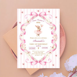 Some Bunny is One Pink Bow Gingham 1st Birthday Kaart