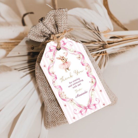 Some Bunny is One Roze Strik Gingham 1e Verjaardag Cadeaulabel