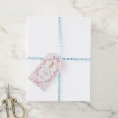 Some Bunny is One Roze Strik Gingham 1e Verjaardag Cadeaulabel (Met Touw)