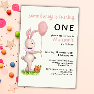Some Bunny is One Schattige Rabbit Balloon 1st Bir Kaart