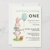 Some Bunny is One Schattige Rabbit Balloon 1st Bir Kaart (Voorkant)
