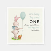 Some Bunny is One Schattige Rabbit Balloon 1st Bir Servet (Voorkant)