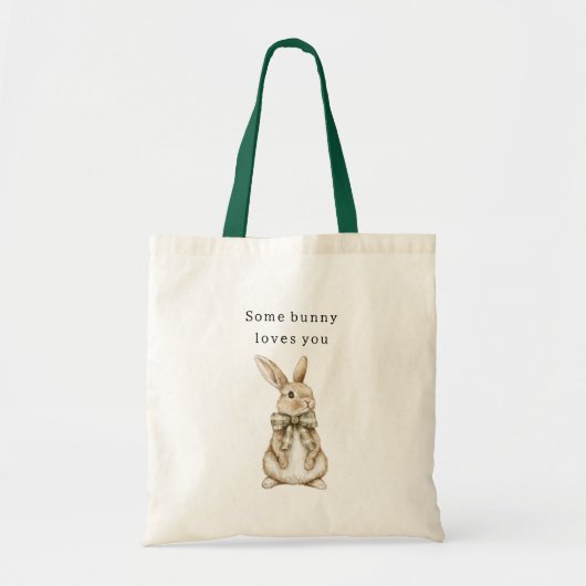 Some Bunny Loves You Green Bow Easter Tote Bag (Voorkant)