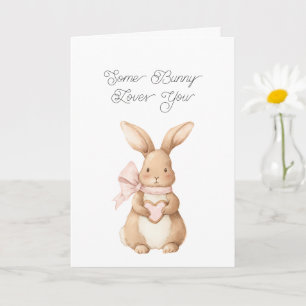 Some Bunny Loves You Roze Strik Hart Koekje Kaart