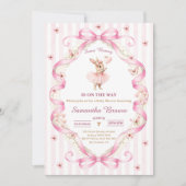 Some Bunny Pink Bow Gingham Baby Shower Kaart (Voorkant)