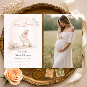 Some Bunny Roze Strikers Foto Lente Baby Shower Kaart