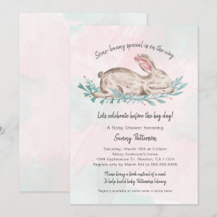 Some-bunny speciaal boek baby shower voor meisje kaart