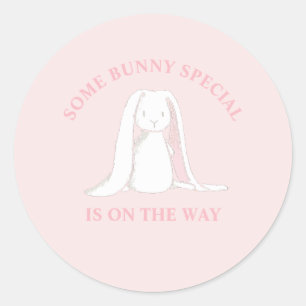 Some Bunny Special is onderweg Baby Shower Ronde Sticker