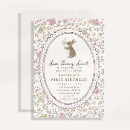 Some Bunny Sweet Floral Bunny First Birthday  Kaart