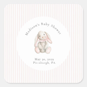 Some Bunny Sweet Roze Baby Shower Vierkante Sticker