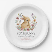 Somebunny Baby Shower Wilde Bloemen Papieren Borde Papieren Bordje (Voorkant)