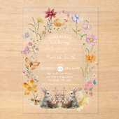 SomeBunny Easter Wildflower Baby shower Acryl Uitnodigingen (Voorkant)