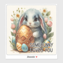 Somebunny houdt van je Paasvinyl Sticker
