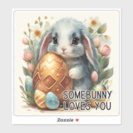 Somebunny houdt van je Paasvinyl Sticker