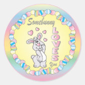 Somebunny 🐰 houdt van je - Pasen Ronde Sticker (Voorkant)