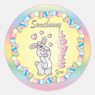 Somebunny 🐰 houdt van je - Pasen Ronde Sticker