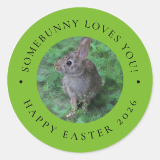 SomeBunny Houdt van Jou Valentijnsdag Pasen Sticke Ronde Sticker