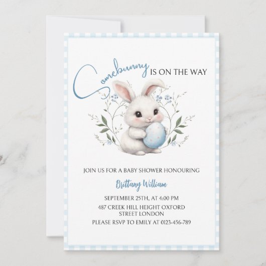 Somebunny is op weg jongens baby shower Pasen Kaart (Voorkant)