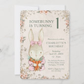 Somebunny is Turning One 1st Birthday Invitation Kaart (Voorkant)