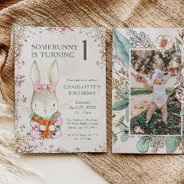 Somebunny is Turning One 1st Birthday Invitation Kaart