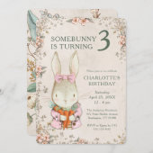 Somebunny is Turning Three 3rd Birthday Invitation (Devant / Derrière)
