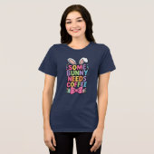 Somebunny Needs Coffee Easter Tee Funny Bunny  Tri-Blend Shirt (Voorkant volledig)