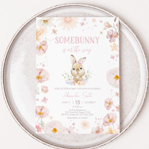 Somebunny Rabbit Baby shower Kaart