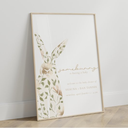Somebunny Spring Easter Floral Baby shower Poster