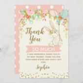 Somebunny Sweet Bunny Baby shower Dank u kaart (Voorkant / Achterkant)