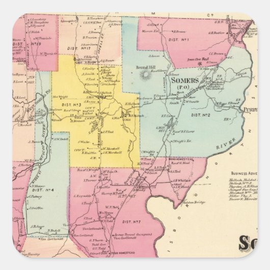 Somers, Town Vierkante Sticker (Voorkant)