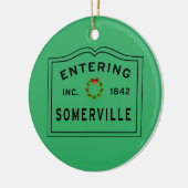 Somerville, MA Holiday Wreath Ceramic Ornament (Links)