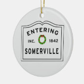Somerville, MA Holiday Wreath Ceramic Ornament (Links)
