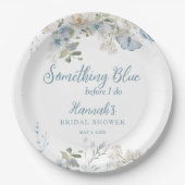 Something Blue Before I Do Bloemige Bruidsfeest Papieren Bordje (Voorkant)