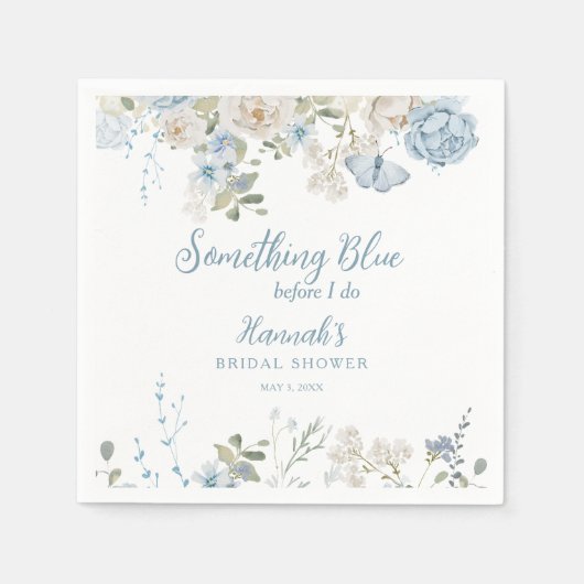 Something Blue Before I Do Bloemige Bruidsmeisjesb Servet (Voorkant)