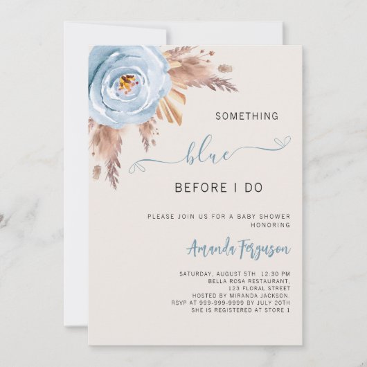 Something blue before I do boho Bridal Shower Kaart (Voorkant)