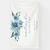 Something Blue Before I Do Bruiloftsfeest Bloemen Spandoek (Verticaal)
