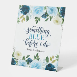 Something Blue Before I Do Navy Floral Bridal Show Reclamebord Met Voetstuk