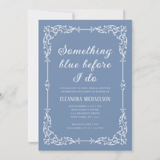 Something Blue Before I Do Script Bridal Shower Kaart (Voorkant)