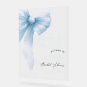 Something Blue Blauwe Strik Bruiloft Feest Welkom  Acryl Bord (Hoek)