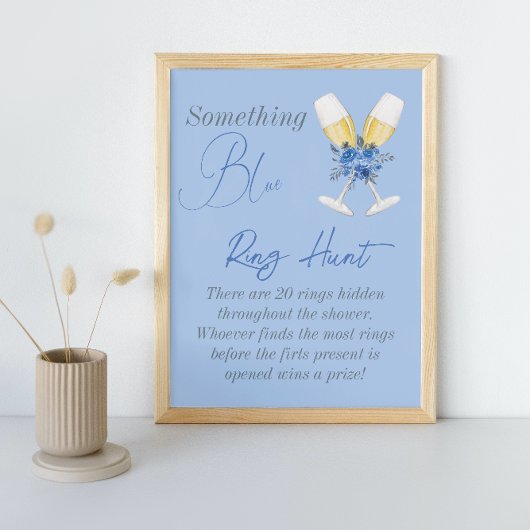 Something Blue Bloemachtige Bruiloft Feest Ring Ja Poster