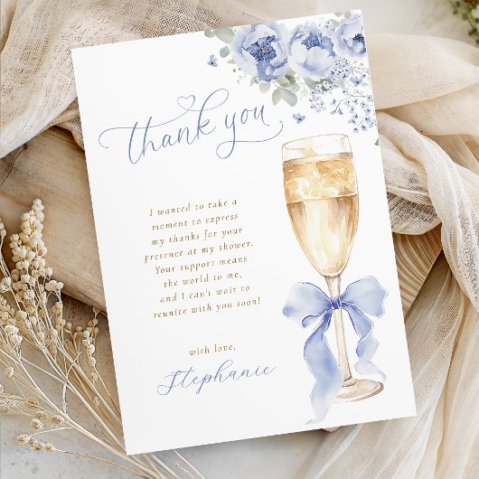 Something Blue Bloemen Bruidsfeest Bedankkaart