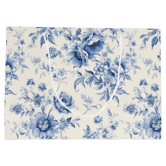 Something Blue Bloemend Dutch Toile Chinoiserie Groot Cadeauzakje (Achterkant)